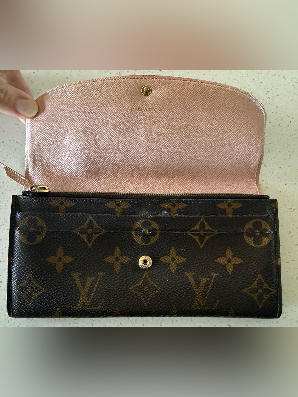 Louis Vuitton Monogram Canvas Emilie Bifold Wallet - Rose Ballerine Interior - Picture 9 of 13
